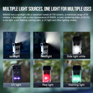 Rechargeable EDC Flashlight with Red & UV Light - Thumbnail Image 3