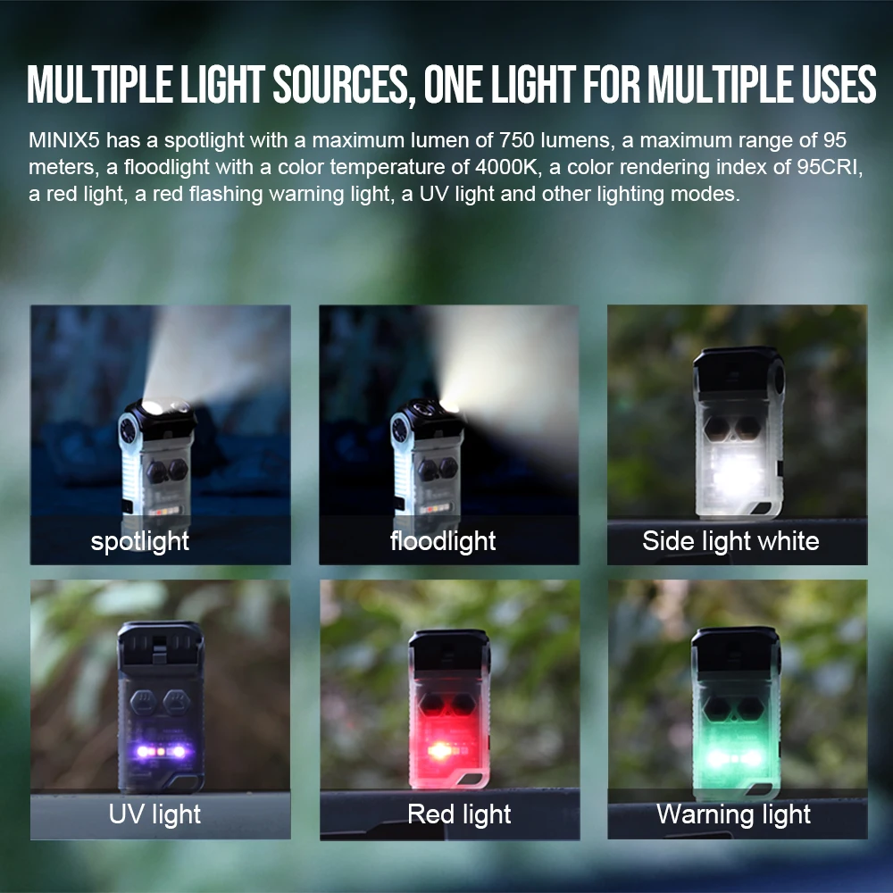 Rechargeable EDC Flashlight with Red & UV Light - Image 3