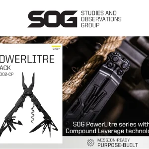 SOG PowerLitre 19 Functions Compact Multitool EDC 5 Inch Lightweight Stainless Steel Multifunctional Pliers W/ Folding Knife Wire Cutter Magnetic Bit Holder Corkscrew For Survival Hiking Home DIY Outdoor Emergency Repair Portable Hand Tools W/ Pocket Clip - Thumbnail Image 4