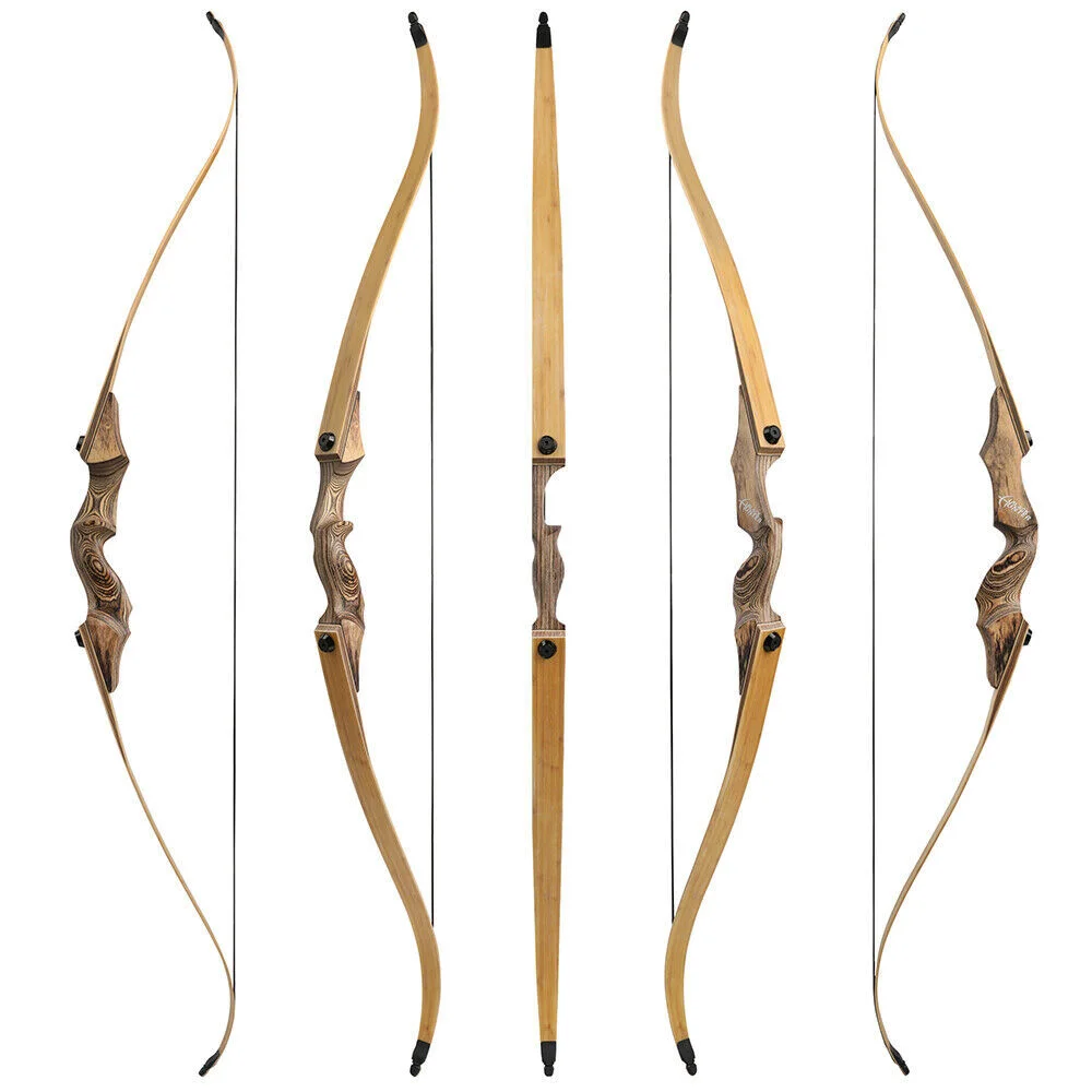 60-Inch Wooden Recurve Bow with Arrow Kit - Image 2