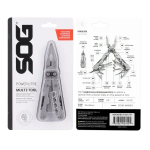 SOG PowerLitre 19 Functions Compact Multitool EDC 5 Inch Lightweight Stainless Steel Multifunctional Pliers W/ Folding Knife Wire Cutter Magnetic Bit Holder Corkscrew For Survival Hiking Home DIY Outdoor Emergency Repair Portable Hand Tools W/ Pocket Clip - Thumbnail Image 3
